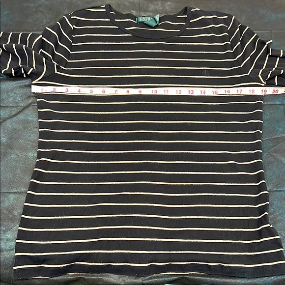 🔥Ralph Lauren Black and Shimmer Gold Striped Top🔥 - Picture 3 of 7